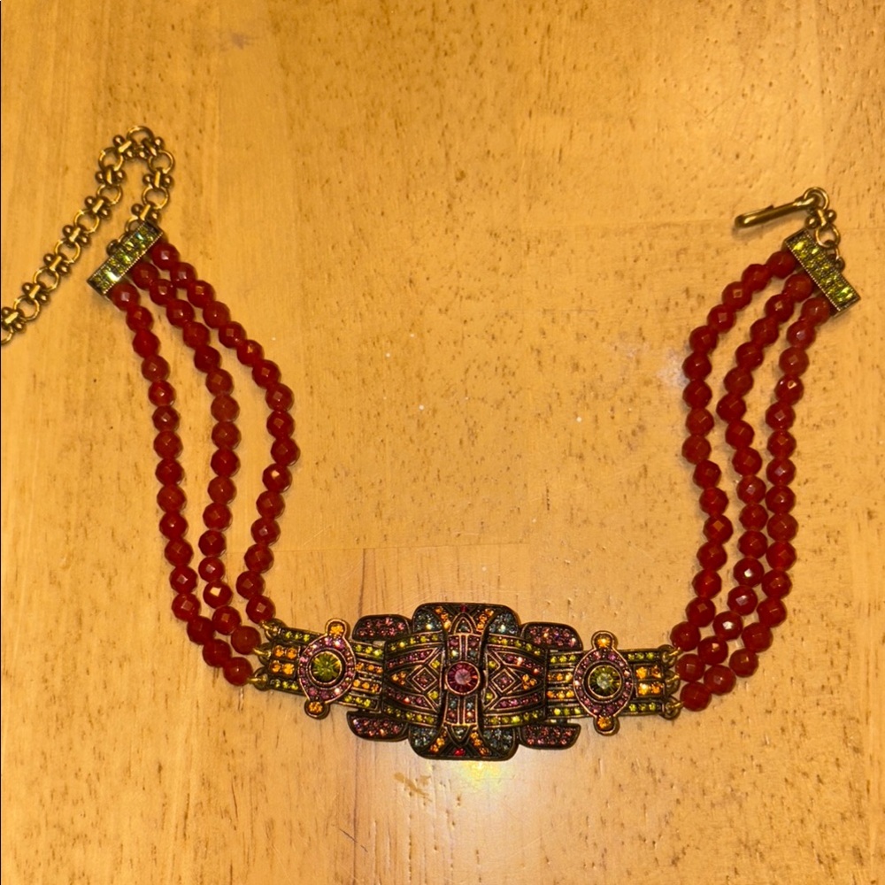 Elegant Red Beaded Necklace by Heidi Daus